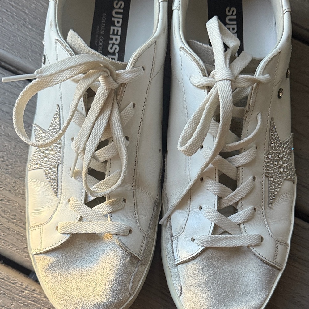 Golden Goose Women’s Super-Star with Swarovski crystals White Sneakers Size 42 - Picture 12 of 16